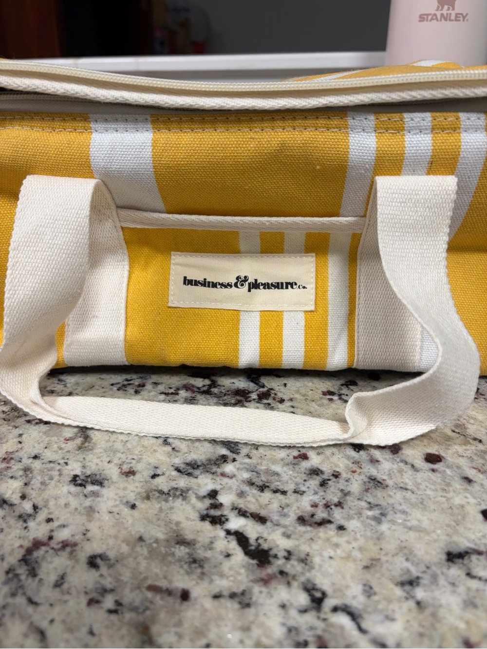 business & pleasure Co. Yellow Striped Travel Tote
